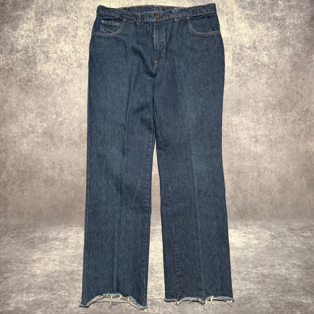 Vintage 70s Pierre Cardin Men's Jeans Straight Leg Distressed Hem 36‎ x 33